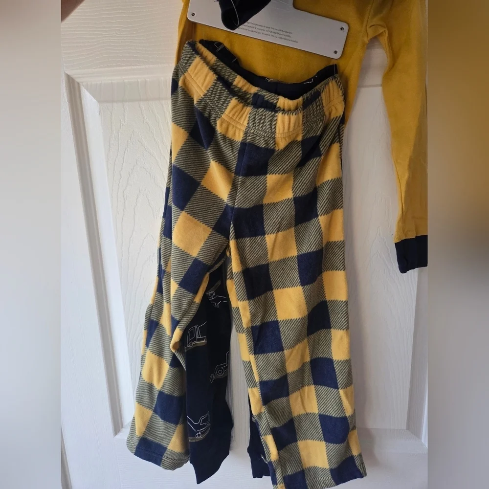 Carter's Boy's Pajamas Construction Set 4pcs NWT Navy and Yellow - Picture 5 of 6